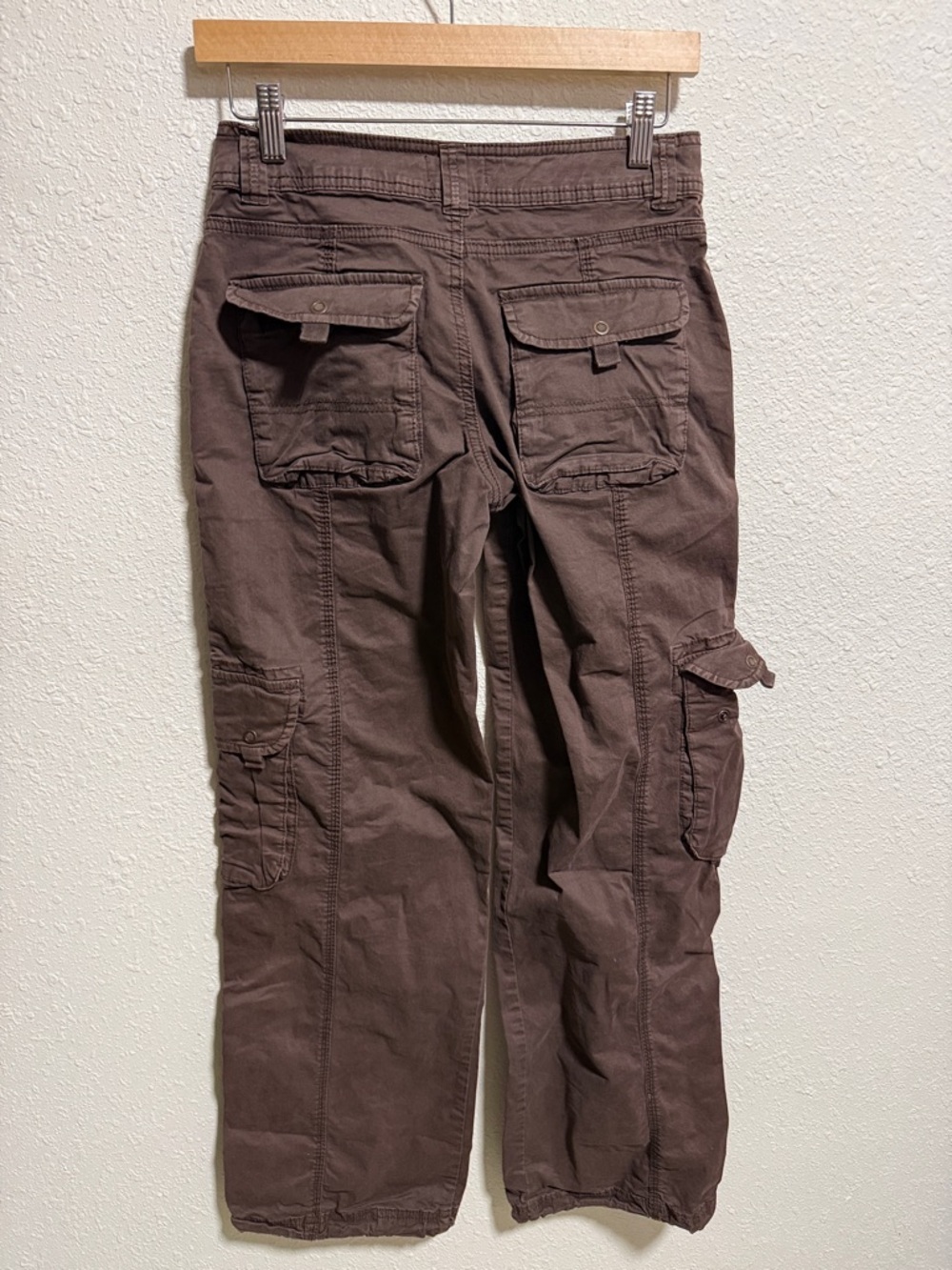 Garage Brown Low Rise Wide Leg Cargo Pants Size 1 Utility Streetwear Y2K - Picture 7 of 7